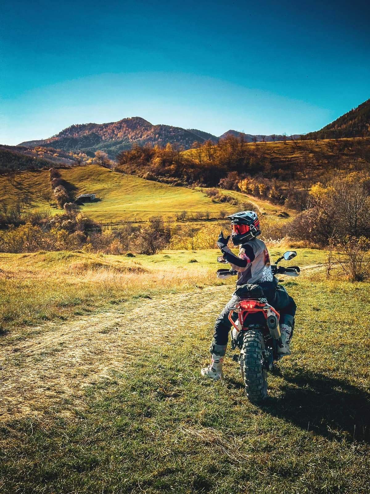 Rider looking at landscape